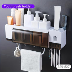Wall Mounted Toothbrush Holder Automatic Dispenser Bathroom Storage Rack