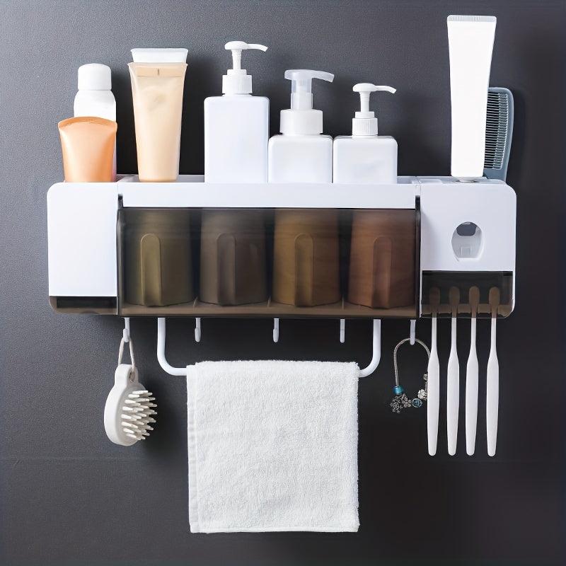 Wall Mounted Toothbrush Holder Automatic Dispenser Bathroom Storage Rack