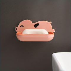 Creative Piggy Soap Box Double Layer Drain Box Cartoon Soap Box Punch Soap Stora