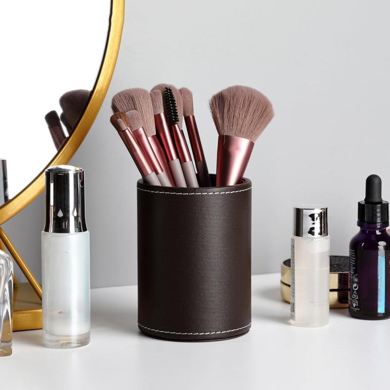 Faux Leather Makeup Brush Holder Stationery Storage Box