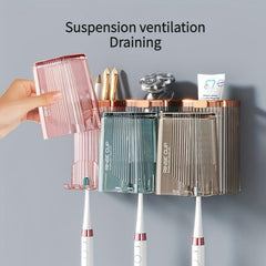 Wall Mounted Toothbrush Holder with Mouthwash Cup - Bathroom Accessory