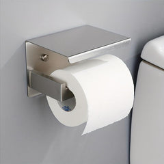 Stainless Steel Toilet Roll Holder with Shelf - Bathroom Tissue Dispenser