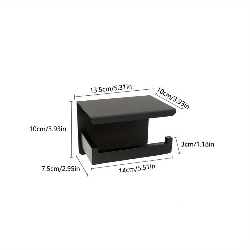 Stainless Steel Toilet Roll Holder with Shelf - Bathroom Tissue Dispenser