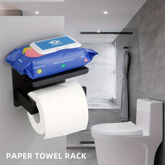 Stainless Steel Toilet Roll Holder with Shelf - Bathroom Tissue Dispenser