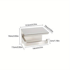Stainless Steel Toilet Roll Holder with Shelf - Bathroom Tissue Dispenser