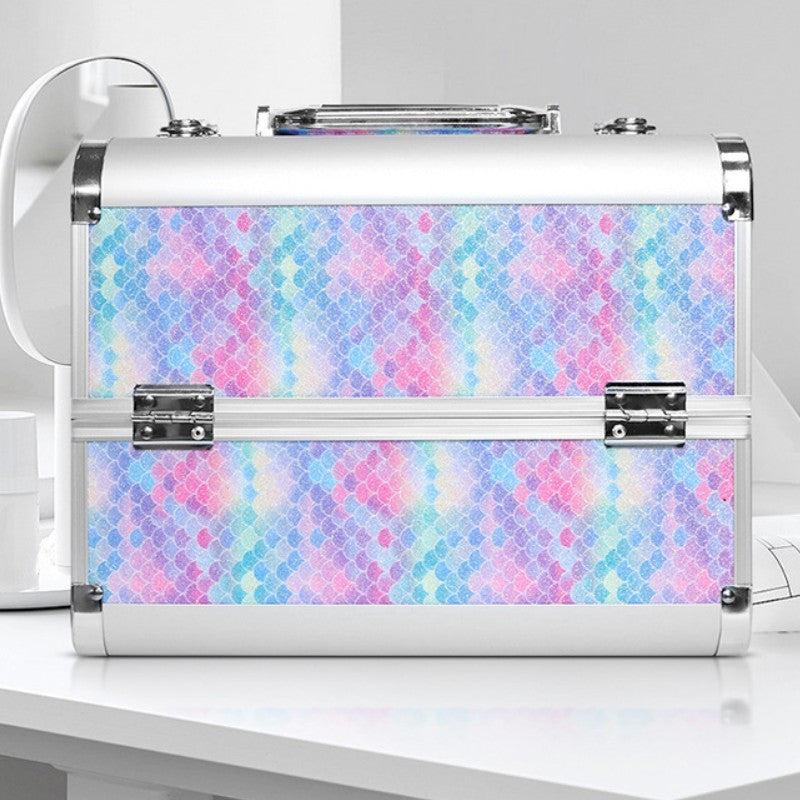 Professional Cosmetic Case Makeup Artist's Suitcase Aluminum Double Door Box