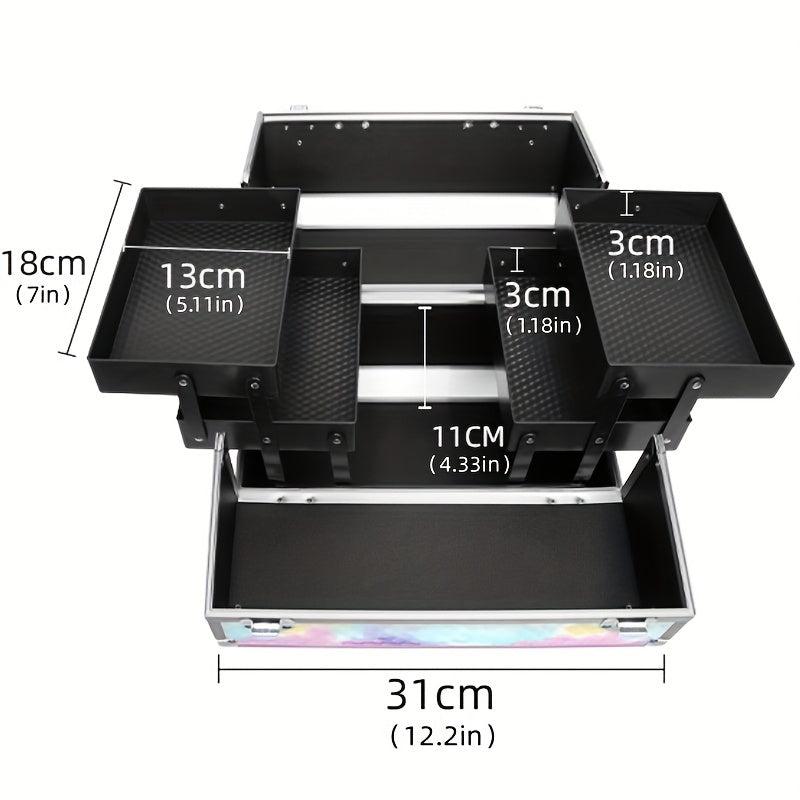Professional Cosmetic Case Makeup Artist's Suitcase Aluminum Double Door Box