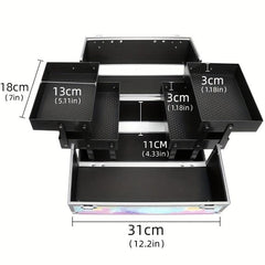 Professional Cosmetic Case Makeup Artist's Suitcase Aluminum Double Door Box