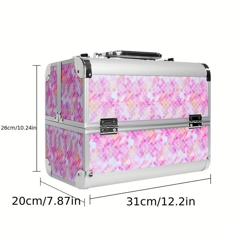 Professional Cosmetic Case Makeup Artist's Suitcase Aluminum Double Door Box