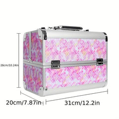 Professional Cosmetic Case Makeup Artist's Suitcase Aluminum Double Door Box