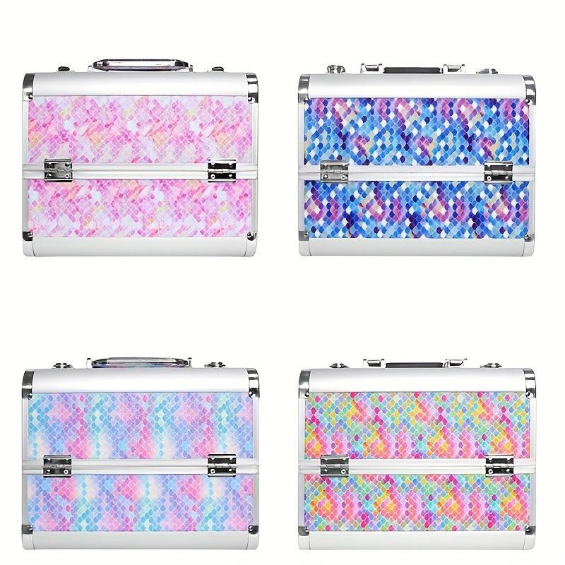 Professional Cosmetic Case Makeup Artist's Suitcase Aluminum Double Door Box