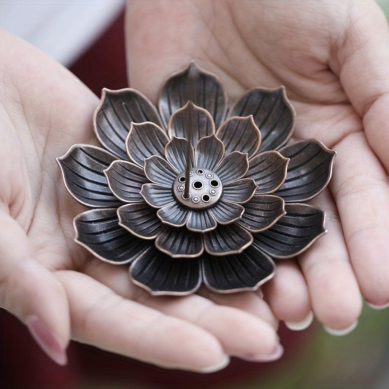 Lotus Buddha Incense Burner Metal Incense Holder for Home Office Hotel Teahouse