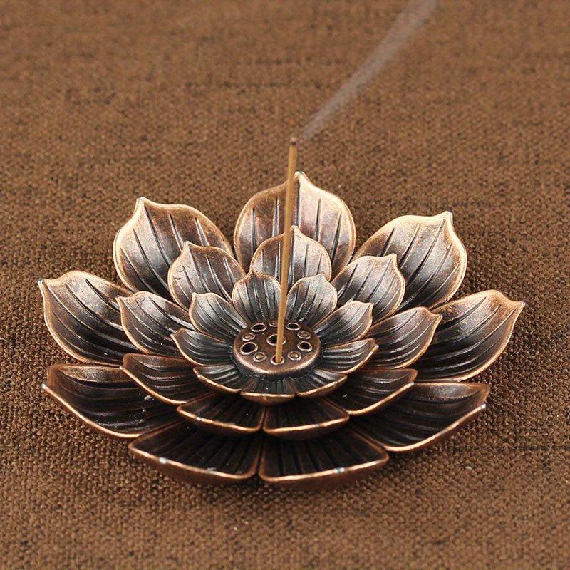 Lotus Buddha Incense Burner Metal Incense Holder for Home Office Hotel Teahouse