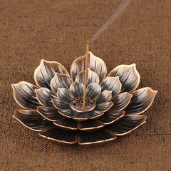 Lotus Buddha Incense Burner Metal Incense Holder for Home Office Hotel Teahouse