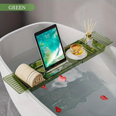 Clear Bathtub Tray Tub Shelf Organizer Soap Wine Phone Pad Rack Holder