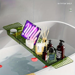 Clear Bathtub Tray Tub Shelf Organizer Soap Wine Phone Pad Rack Holder