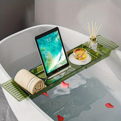 Clear Bathtub Tray Tub Shelf Organizer Soap Wine Phone Pad Rack Holder