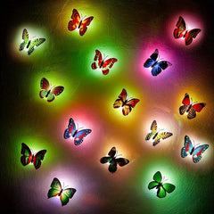 4pcs Multicolor LED 3D Butterfly Night Light Sticker for Garden Lawn Party
