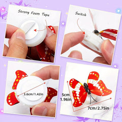 4pcs Multicolor LED 3D Butterfly Night Light Sticker for Garden Lawn Party
