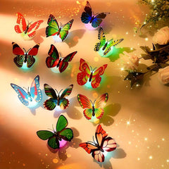4pcs Multicolor LED 3D Butterfly Night Light Sticker for Garden Lawn Party