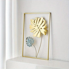 3pcs Metal Wall Decor Modern Leaf Wall Art Golden