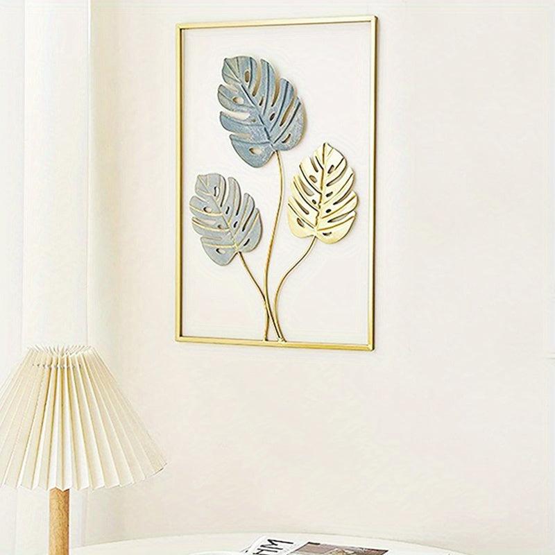3pcs Metal Wall Decor Modern Leaf Wall Art Golden