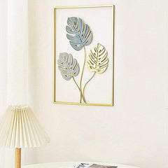3pcs Metal Wall Decor Modern Leaf Wall Art Golden