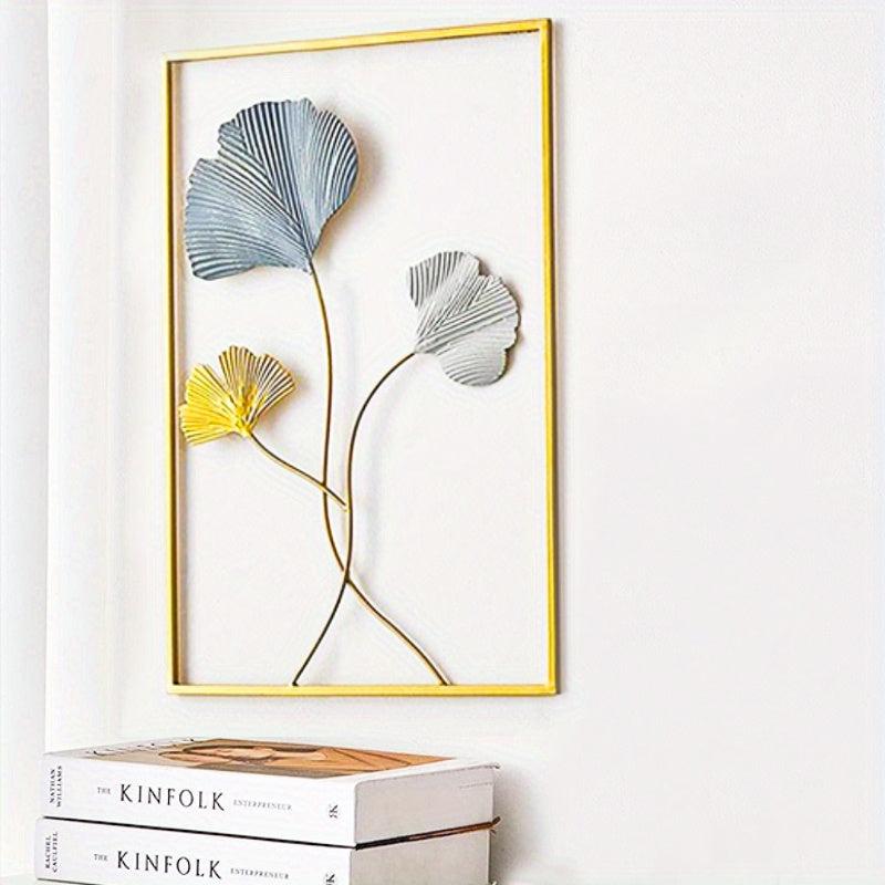 3pcs Metal Wall Decor Modern Leaf Wall Art Golden