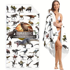 Women's Dinosaur Pattern XL Beach Towel 59x29 Lightweight Quick Dry Bath Towel