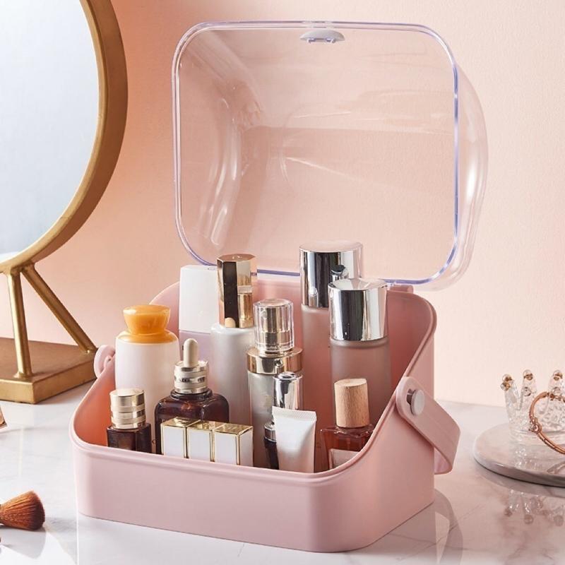 Cosmetic Storage Box With Cover Dustproof Vanity Skincare Organizer