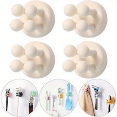 6pcs Adhesive Silicone Hooks for Bathroom, Living Room, Office
