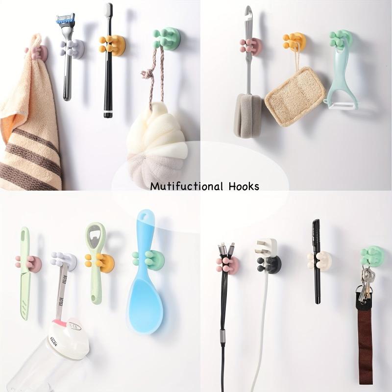 6pcs Adhesive Silicone Hooks for Bathroom, Living Room, Office