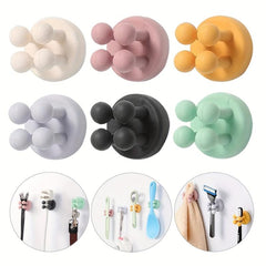 6pcs Adhesive Silicone Hooks for Bathroom, Living Room, Office