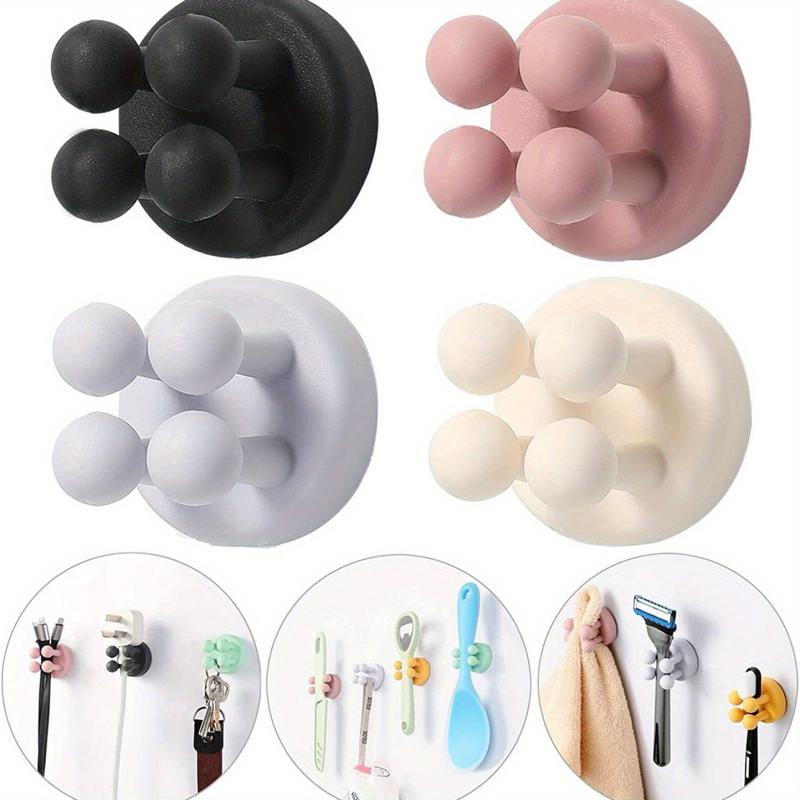 6pcs Adhesive Silicone Hooks for Bathroom, Living Room, Office