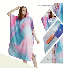 Quick Dry Microfiber Surf Poncho Towel with Hood for Adults