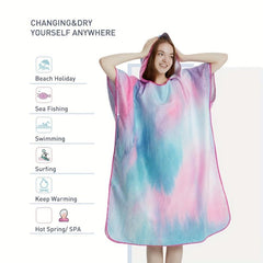 Quick Dry Microfiber Surf Poncho Towel with Hood for Adults