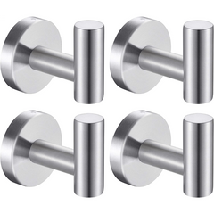4pcs Stainless Steel Towel Hooks Bathroom Coat Hook Robe Hook