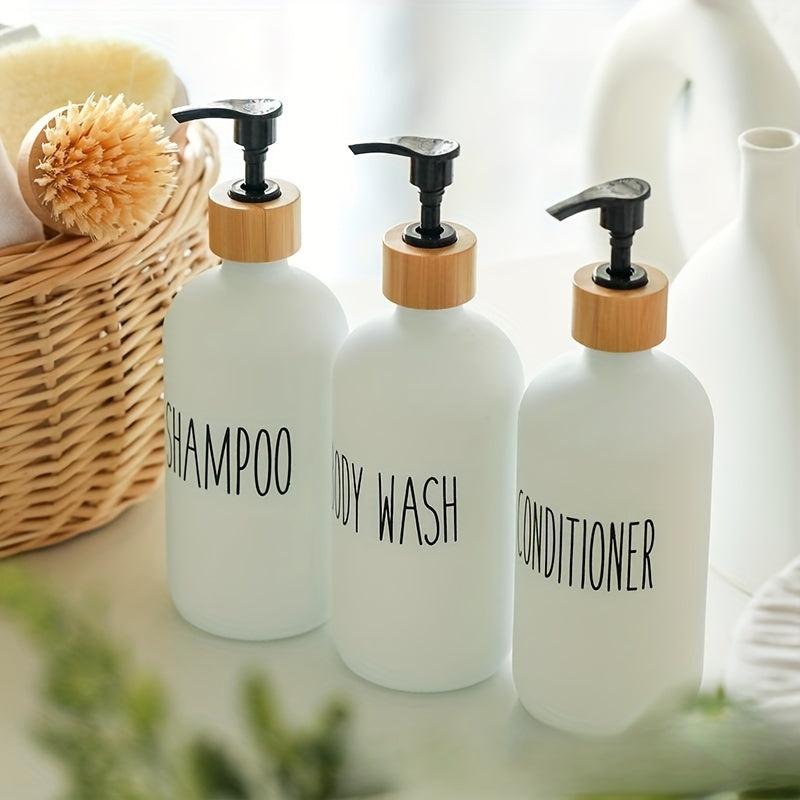 3pcs Soap Dispenser Bottles Set Bathroom Glass Liquid Soap Dispenser