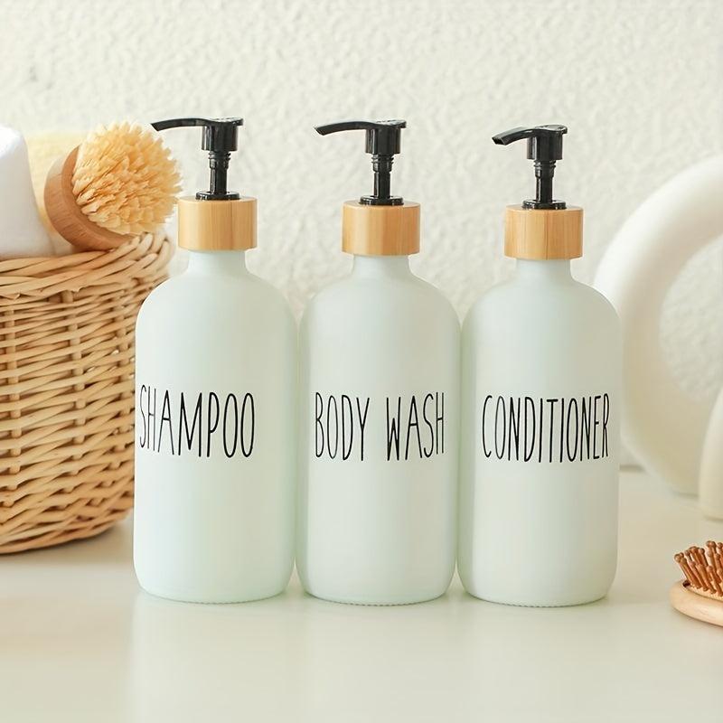 3pcs Soap Dispenser Bottles Set Bathroom Glass Liquid Soap Dispenser