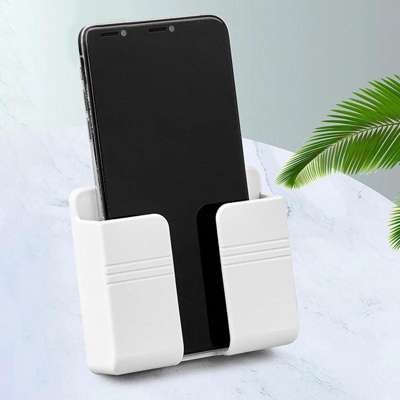 Wall Phone Holder Charging Stand Remote Control Storage Box Bracket Organizer