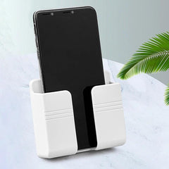 Wall Phone Holder Charging Stand Remote Control Storage Box Bracket Organizer