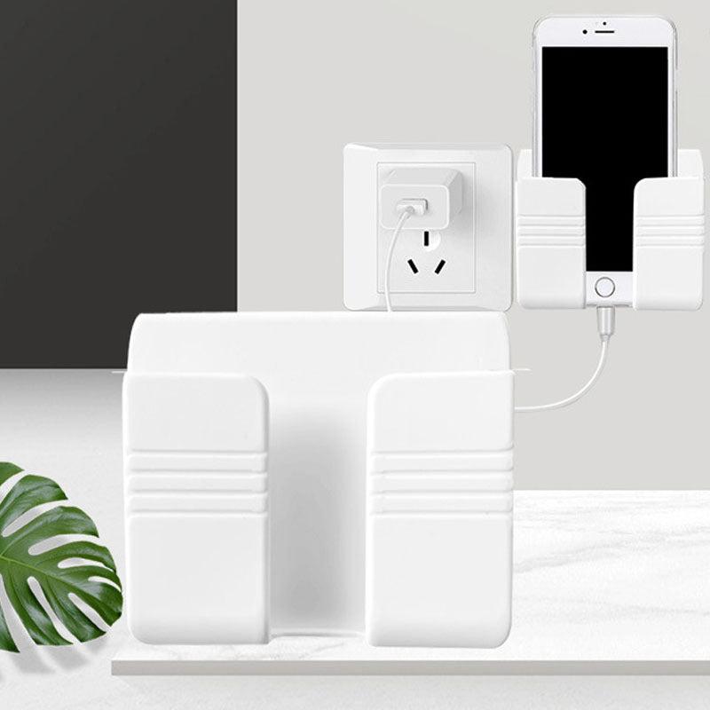 Wall Phone Holder Charging Stand Remote Control Storage Box Bracket Organizer