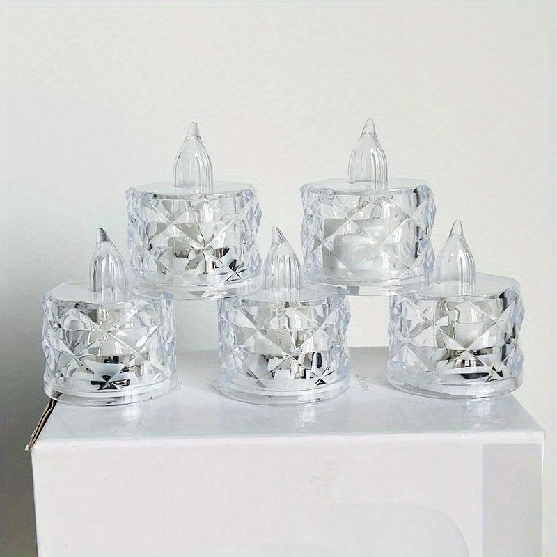 Crystal Pattern Electronic Candle Light LED Simulation Flameless Tea Light