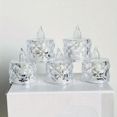 Crystal Pattern Electronic Candle Light LED Simulation Flameless Tea Light