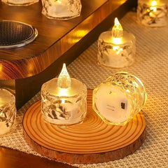Crystal Pattern Electronic Candle Light LED Simulation Flameless Tea Light