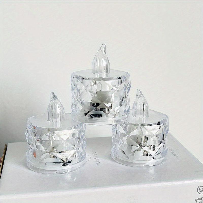 Crystal Pattern Electronic Candle Light LED Simulation Flameless Tea Light