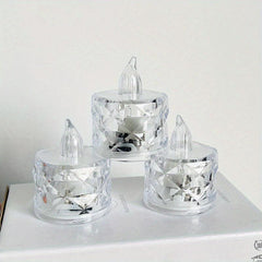 Crystal Pattern Electronic Candle Light LED Simulation Flameless Tea Light