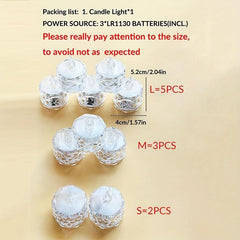 Crystal Pattern Electronic Candle Light LED Simulation Flameless Tea Light