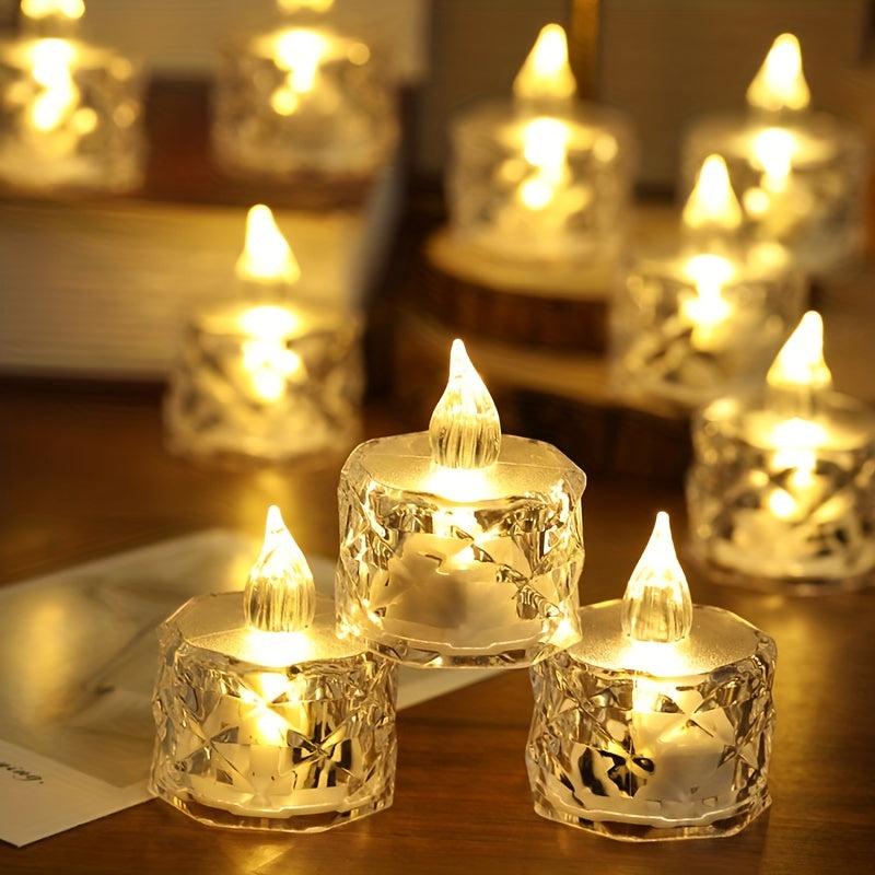 Crystal Pattern Electronic Candle Light LED Simulation Flameless Tea Light