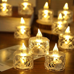 Crystal Pattern Electronic Candle Light LED Simulation Flameless Tea Light
